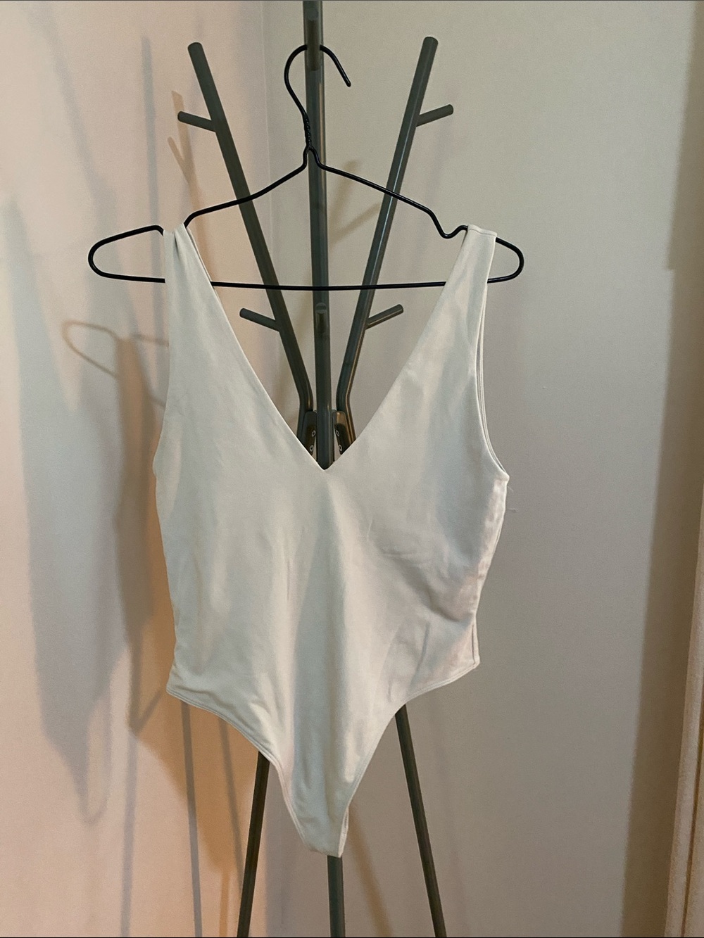 Babaton Off-White V-Neck Bodysuit